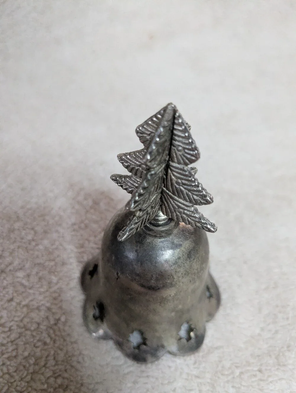 Vintage Bell Decorative Christmas Tree Pattern, India, Silver plated/Brass?